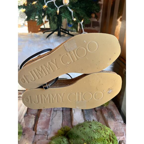 JIMMY CHOO Black Drive Strappy Espadrilles SZ 37 - Picture 12 of 14